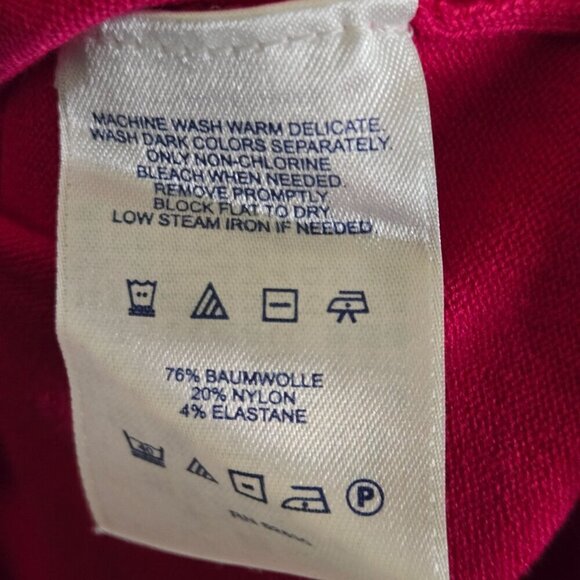 Lands' End Fuchsia Cotton Blend Crewneck Cardigan Sweater Size L - Picture 5 of 5